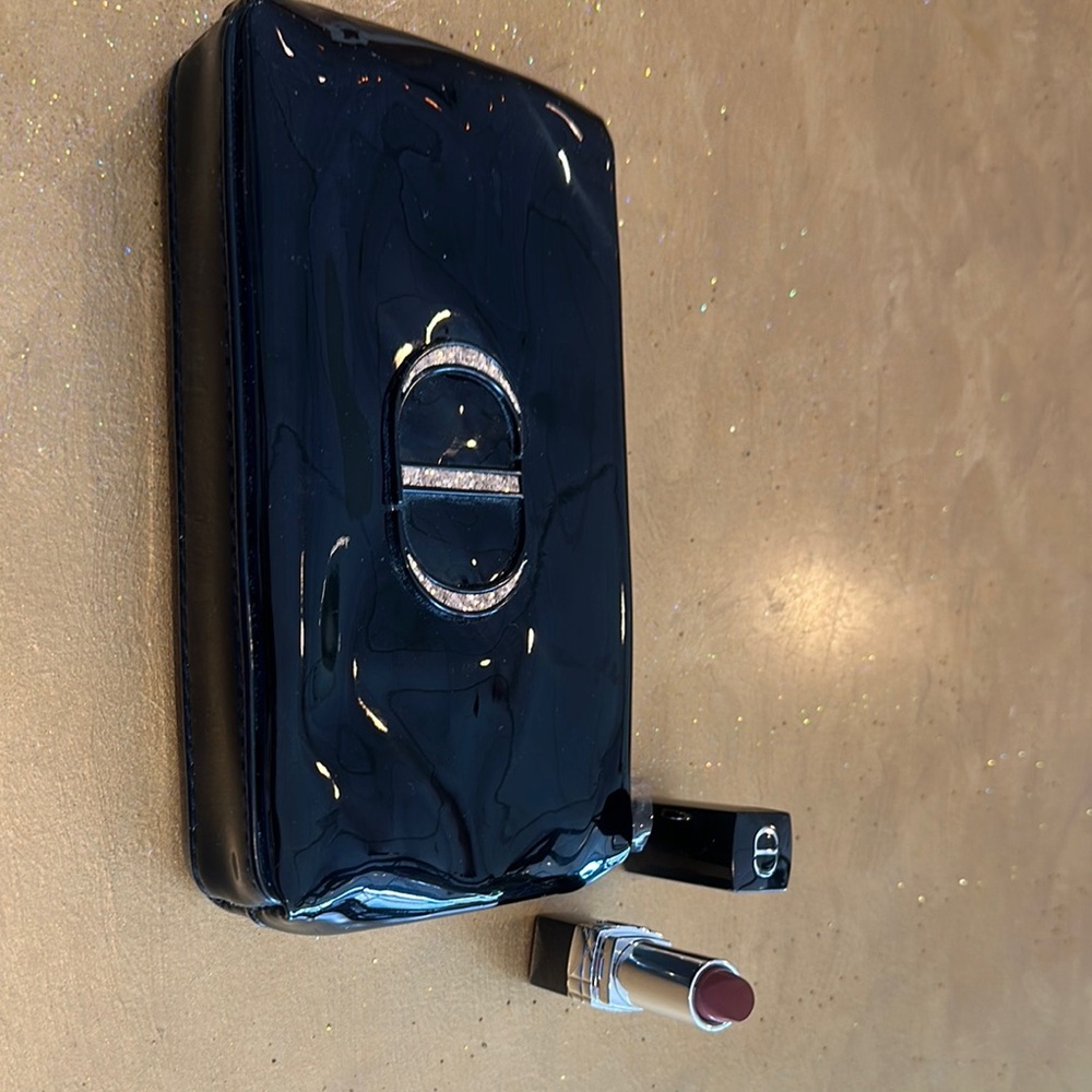 Dior Glossy Black Wallet with Silver Logo